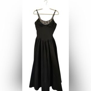 Teri Jon Corset Black Dress with Crystal Embellishments